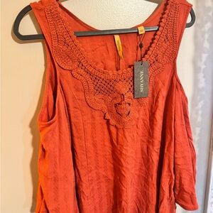 Shyanne Orange Cold Shoulder Top • NWT • Size Medium